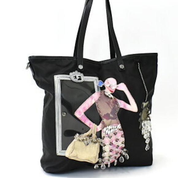 Prada Robot Shoulder Bag Nylon Saffiano Leather Black - Picture 1 of 8